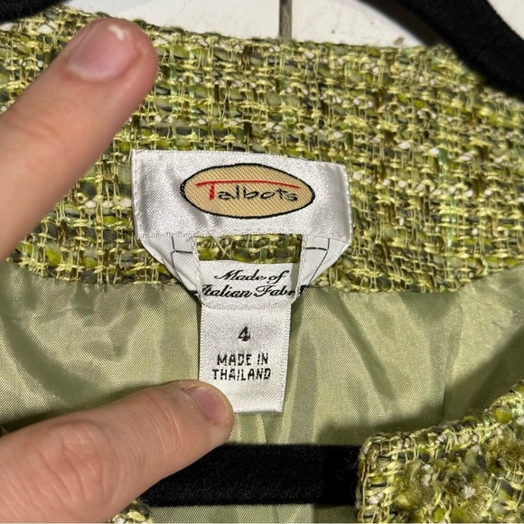Talbots Blazer Jacket Green and Black Tweed Size 4 Made of Italian Fabric Career - Picture 8 of 12